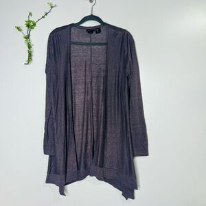 Tahari 100% Linen Gray Open Front Cardigan Sz M